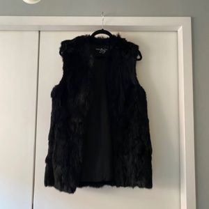Adrienne Landau 100% black rabbit fur vest
